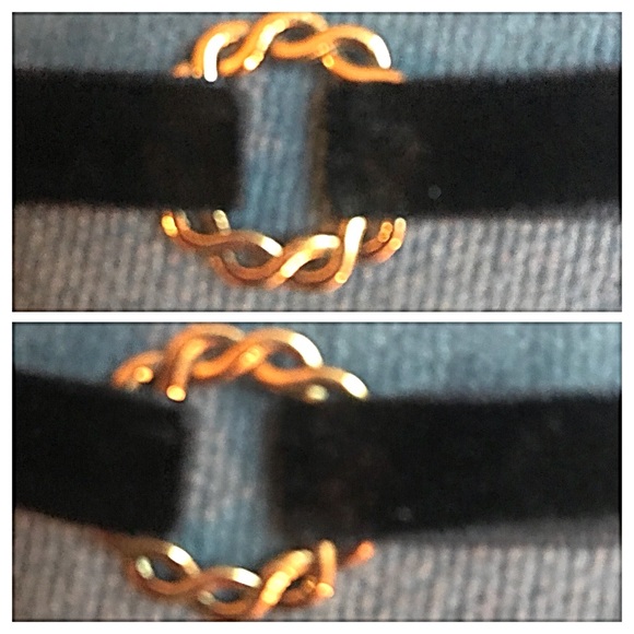 Black Velvet Choker Necklace With Gold Ring sold - Picture 4 of 4